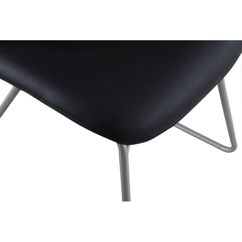 Elegant Black Faux Leather Upholstered Side Chair with Metal Sled Base