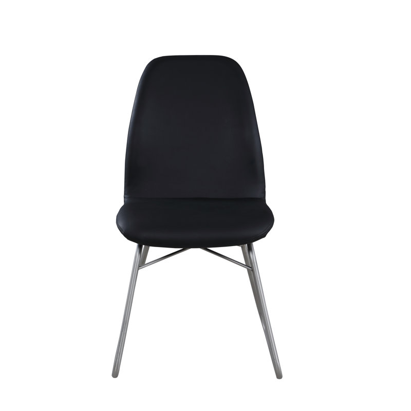 Elegant Black Faux Leather Upholstered Side Chair with Metal Sled Base