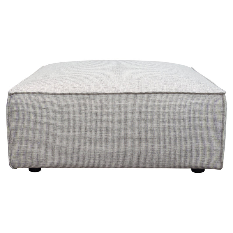 Vice Square Barley Fabric Tufted Ottoman with Pipe Stitching