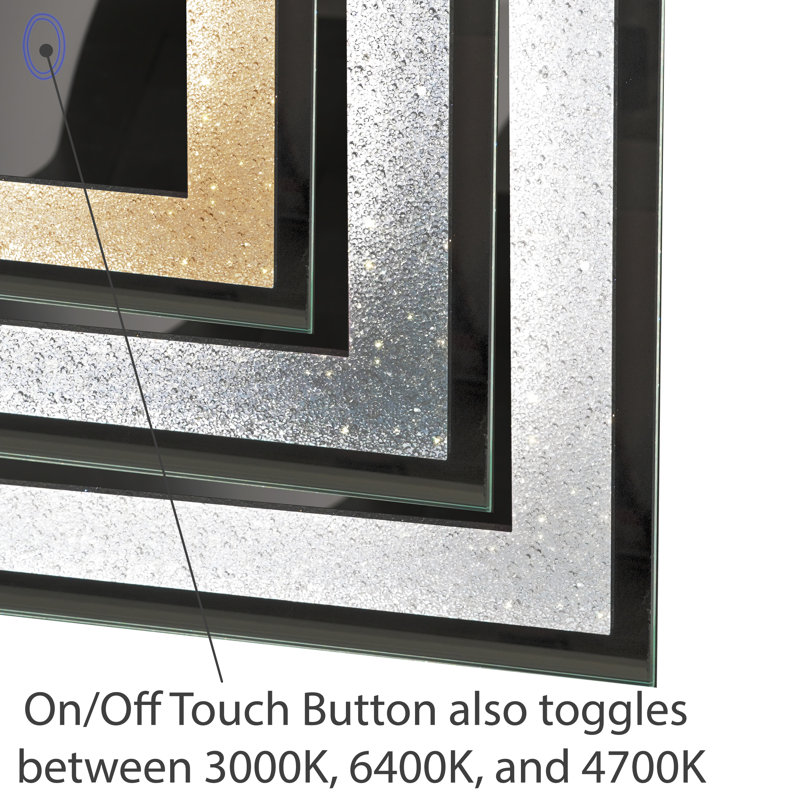 Luxury Crystal 48"x36" Frameless LED Bathroom Vanity Mirror