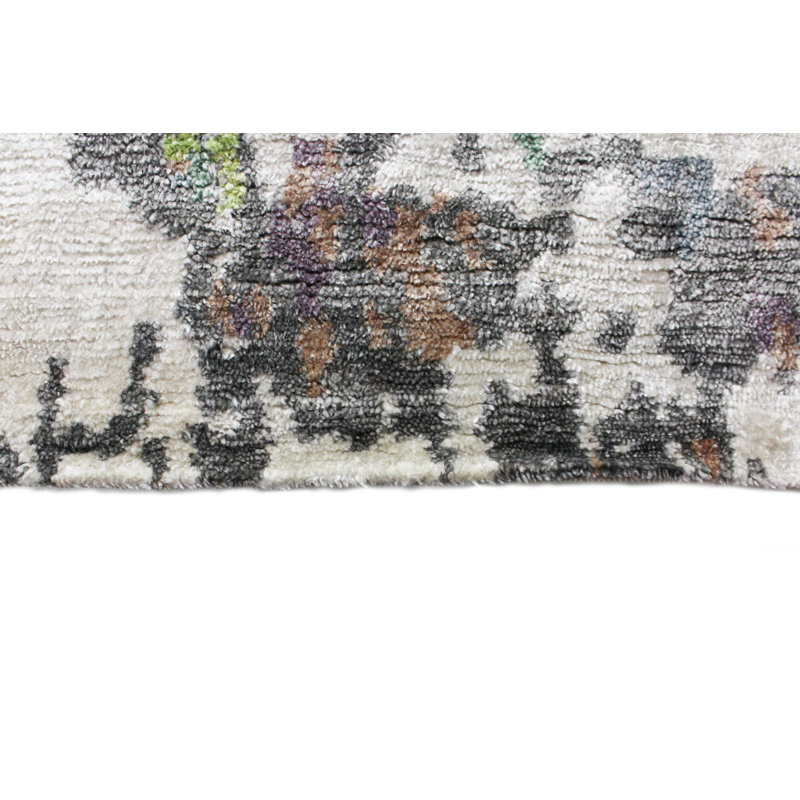 Cascade Geometric Hand-Knotted Gray Viscose 10' x 14' Area Rug