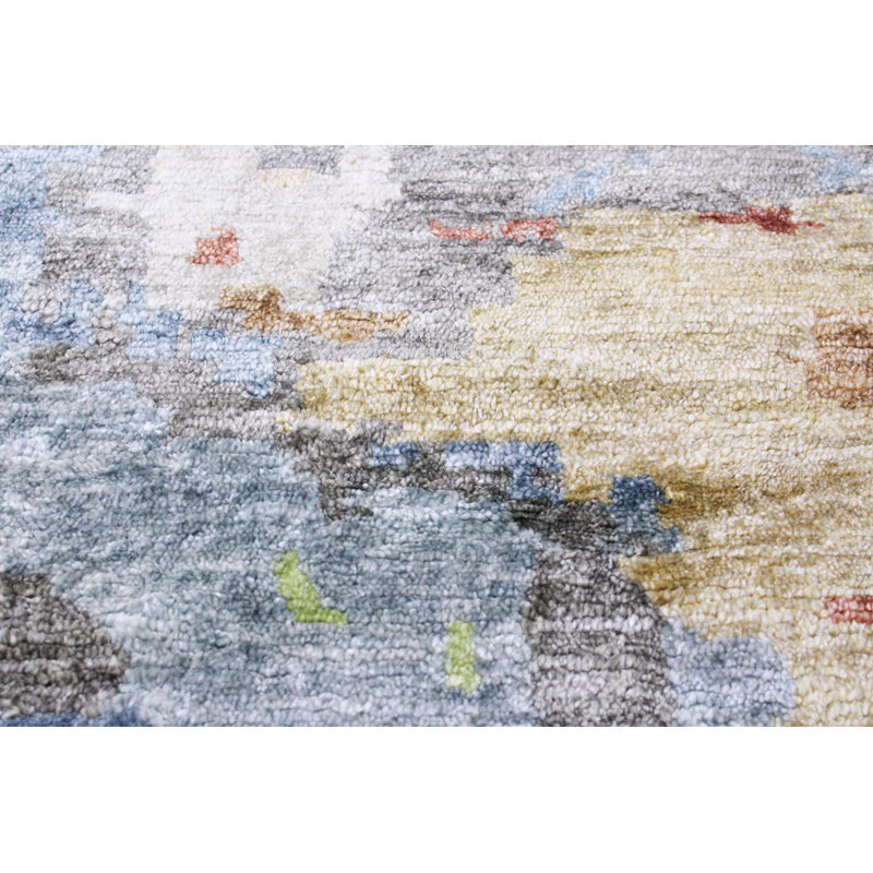 Cascade Multicolor Hand-Knotted Viscose 8' x 10' Abstract Rug