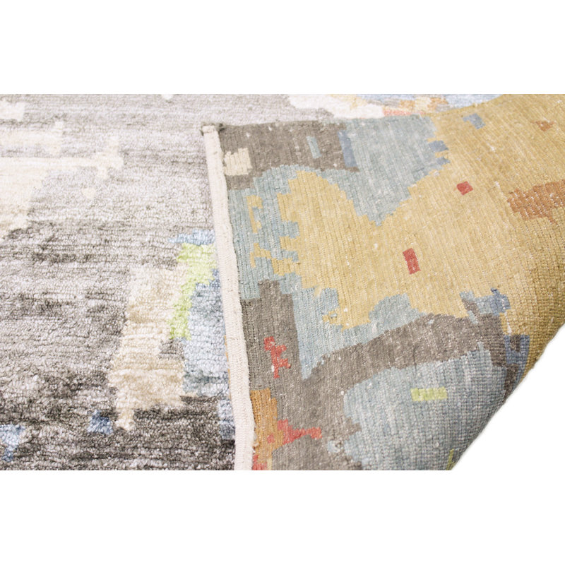 Cascade Multicolor Hand-Knotted Viscose 8' x 10' Abstract Rug