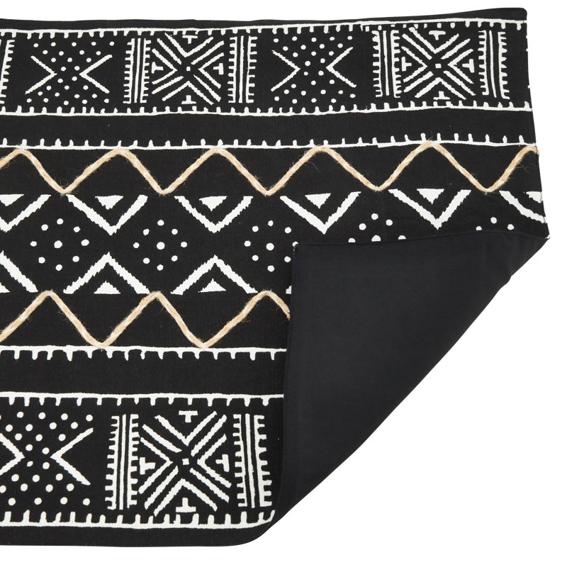 Black and White Cotton Geometric Mud Cloth Placemats