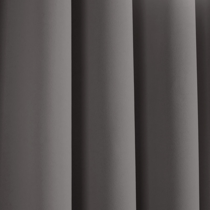 Dark Gray Knotted Tab Top Blackout Polyester Drapes, 52" x 84"
