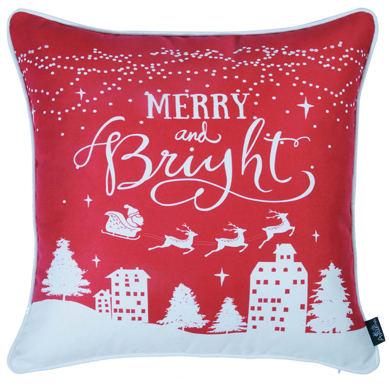 Red Nordic Christmas Graphic Throw Pillow Set