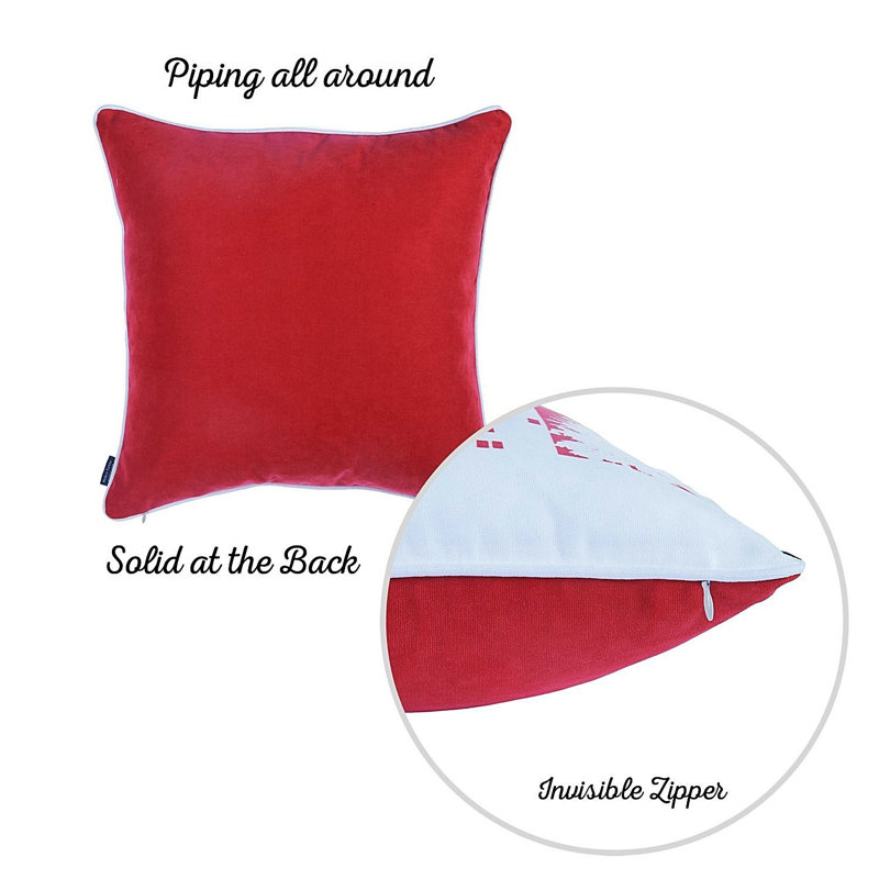 Red and White Merry and Bright Christmas Pillow Covers Set of 4