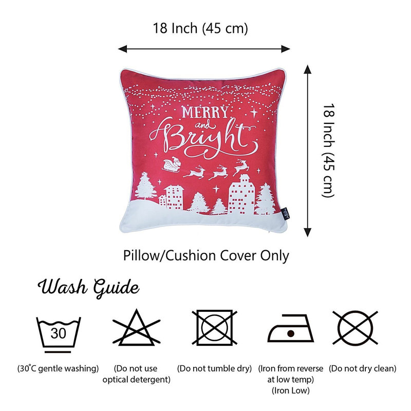 Red and White Merry and Bright Christmas Pillow Covers Set of 4