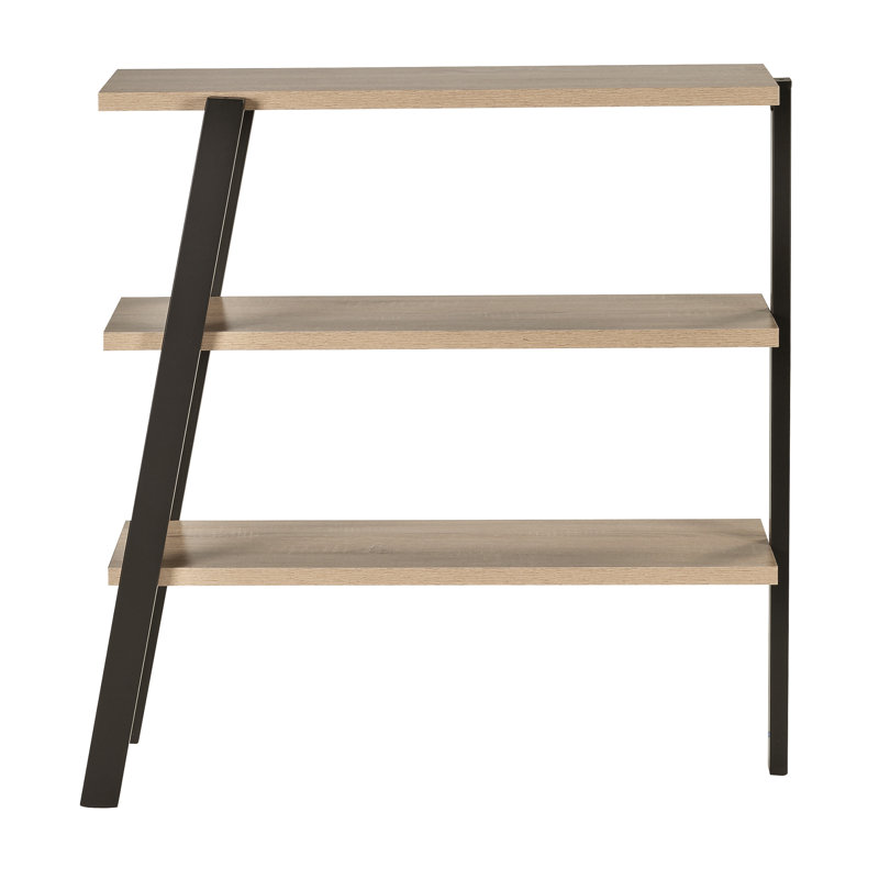 Mirella Sand Dune 3-Shelf Ladder Bookcase with Black Accents