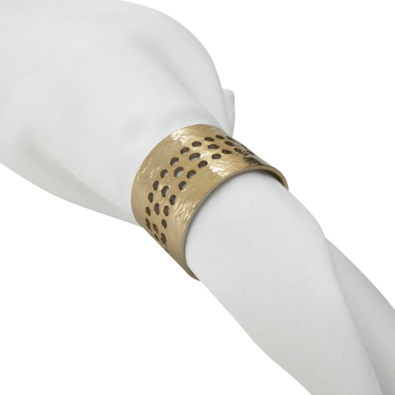 Gold Hole Punched Metal Napkin Rings Set of 4