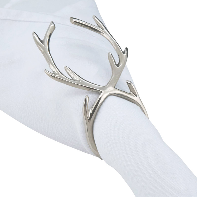 Silver Antler Design Napkin Rings Set of 4