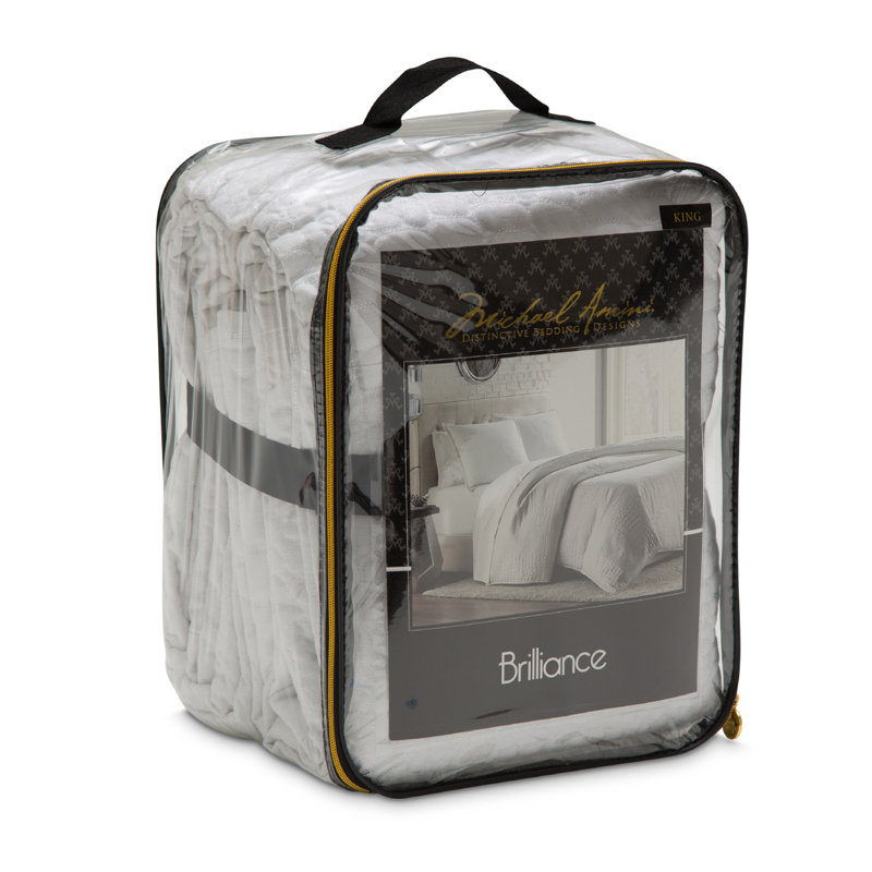 Contemporary Brilliance King Cotton Coverlet Set in White