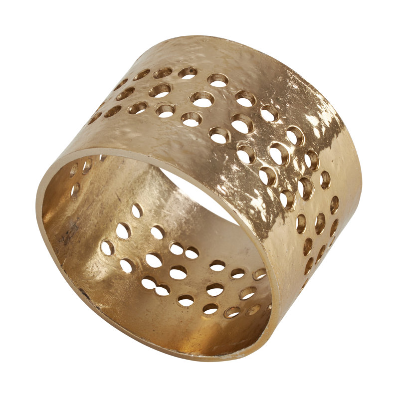 Gold Hole Punched Metal Napkin Rings Set of 4