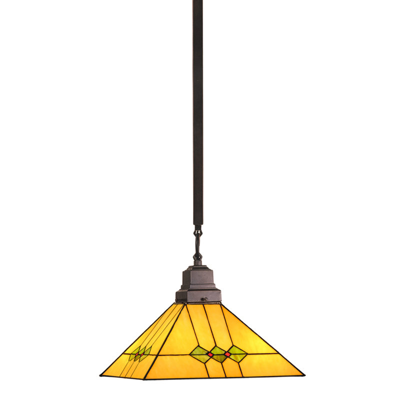 Amber and Green Glass Mission Pendant Light