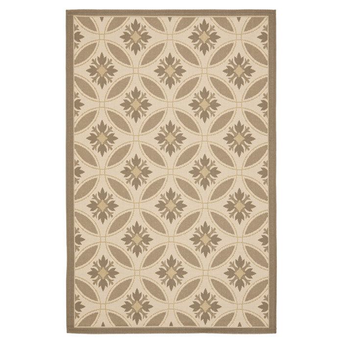 Sunny Interwoven Circles 5' x 7' Yellow Synthetic Area Rug