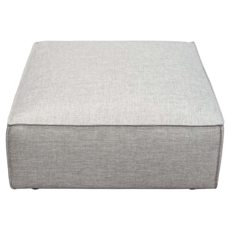Vice Square Barley Fabric Tufted Ottoman with Pipe Stitching