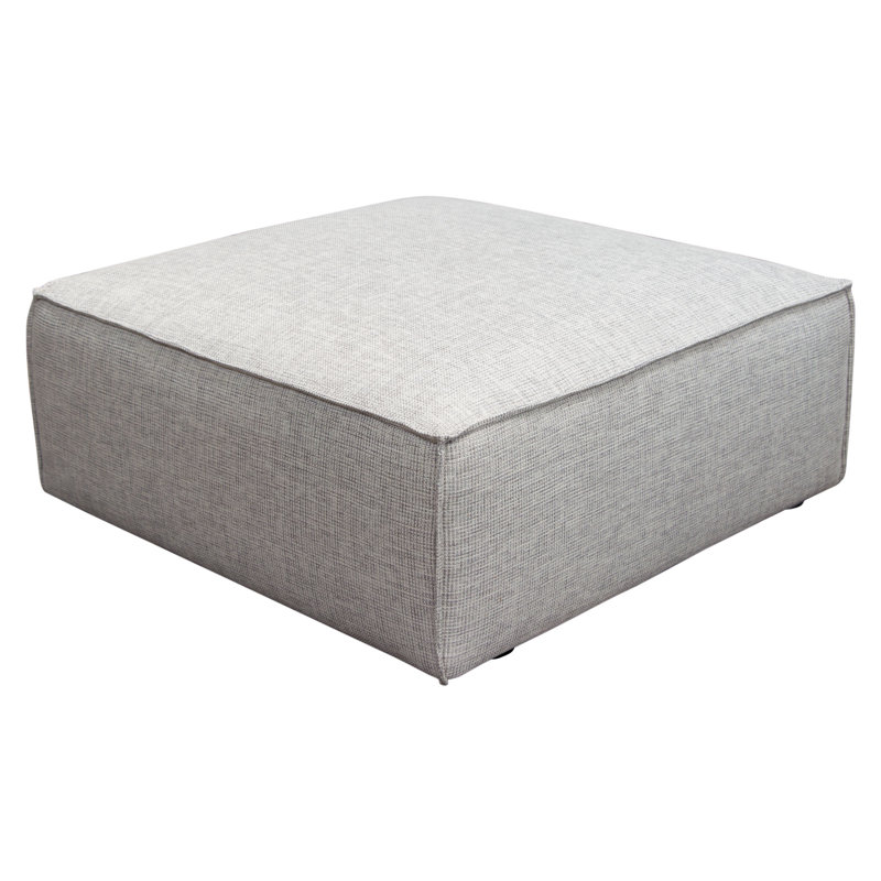 Vice Square Barley Fabric Tufted Ottoman with Pipe Stitching