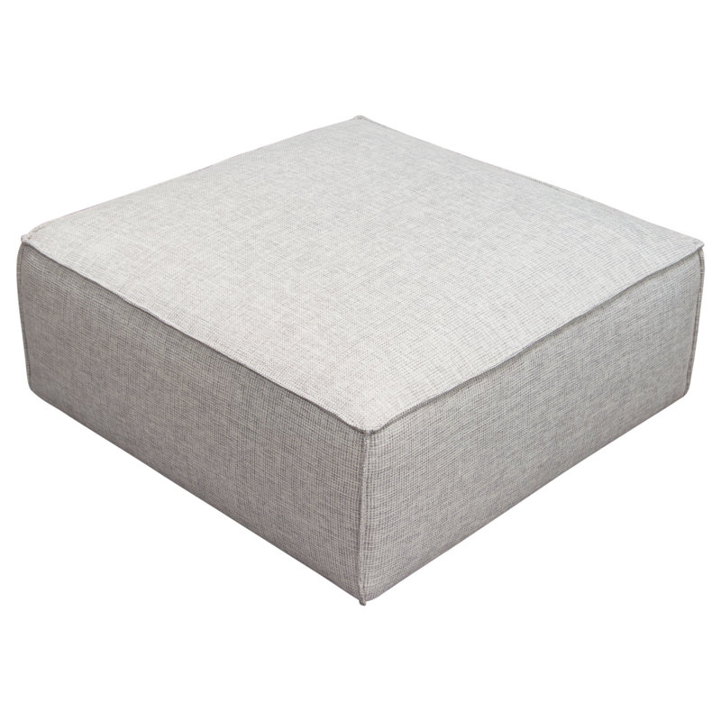 Vice Square Barley Fabric Tufted Ottoman with Pipe Stitching