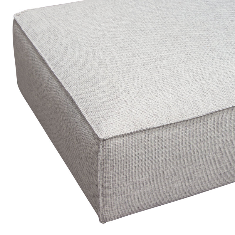 Vice Square Barley Fabric Tufted Ottoman with Pipe Stitching