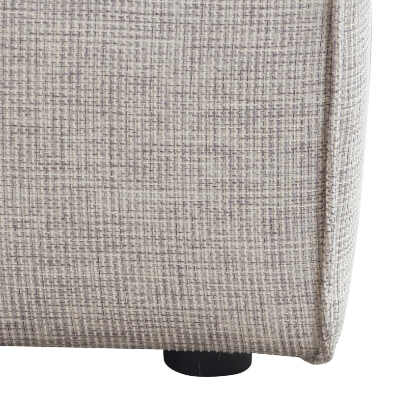 Vice Square Barley Fabric Tufted Ottoman with Pipe Stitching