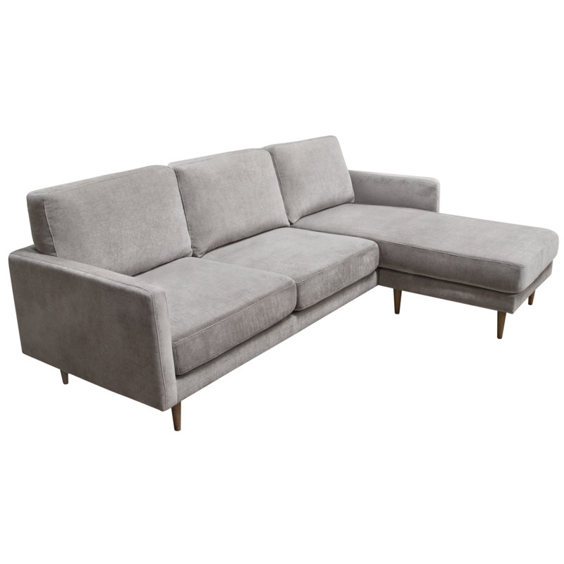 Luxe Gray Polyester 2-Piece L-Shaped Sectional with Square Arms