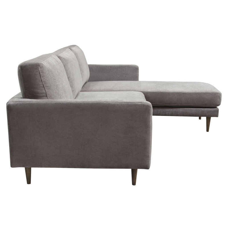 Luxe Gray Polyester 2-Piece L-Shaped Sectional with Square Arms