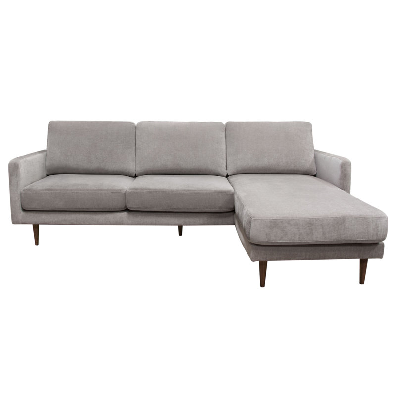 Luxe Gray Polyester 2-Piece L-Shaped Sectional with Square Arms