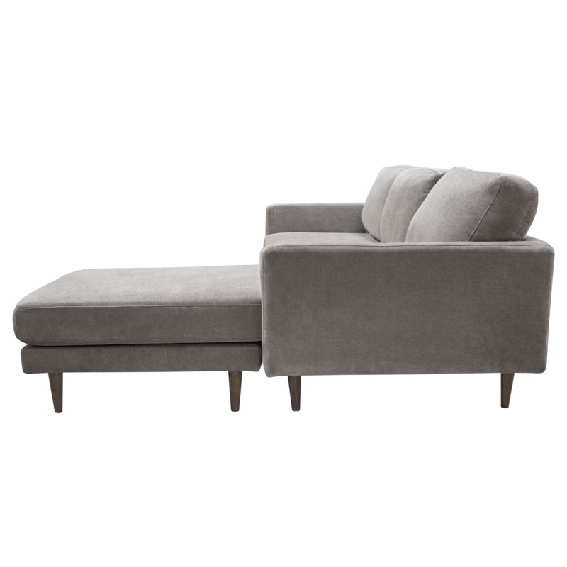 Luxe Gray Polyester 2-Piece L-Shaped Sectional with Square Arms