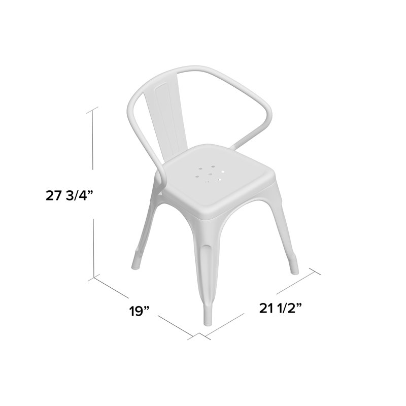 Vibrant Orange Steel Slat-Back Indoor-Outdoor Dining Chair