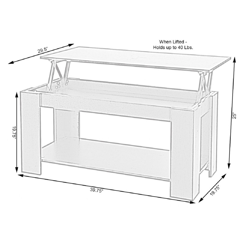 White Rectangular Wood Lift-Top Coffee Table with Storage