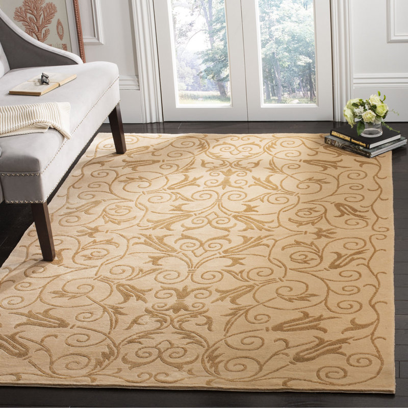 Eco-Friendly Ivory Wool & Silk 6' x 9' Hand-Knotted Area Rug