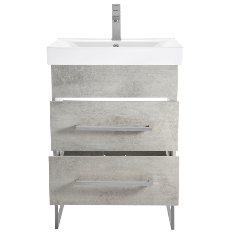 Gray Marble 24" Single Bathroom Vanity with Polished Chrome Hardware