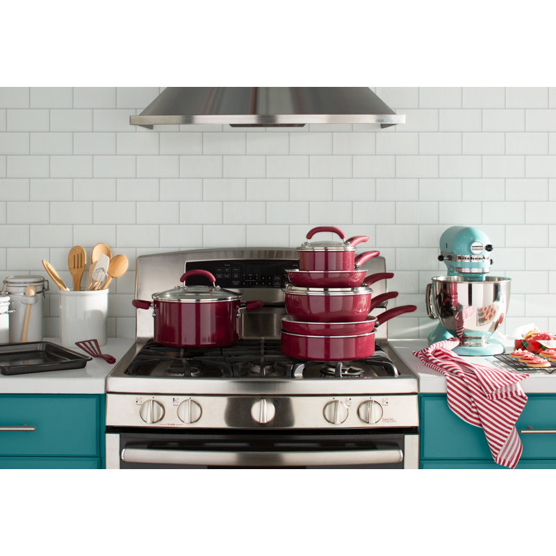 Burgundy Shimmer Aluminum Nonstick 13-Piece Cookware Set