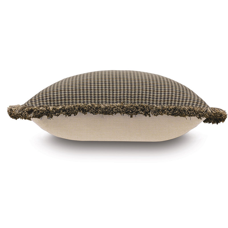 Neutral Bisque and Brown Fringed Square Acrylic Throw Pillow