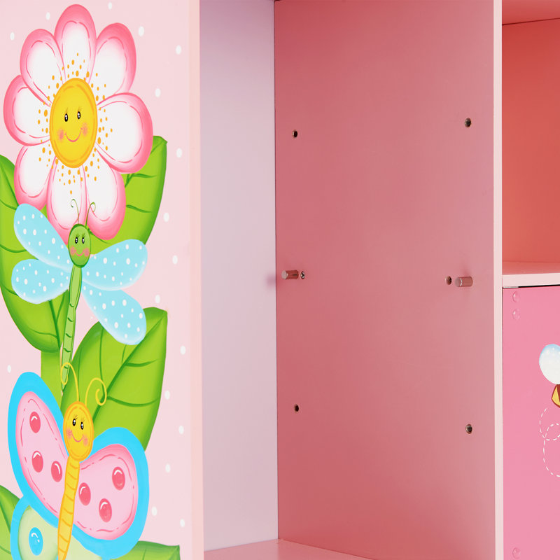 Bright Garden 36" Pink Adjustable Cube Wooden Kids' Bookshelf