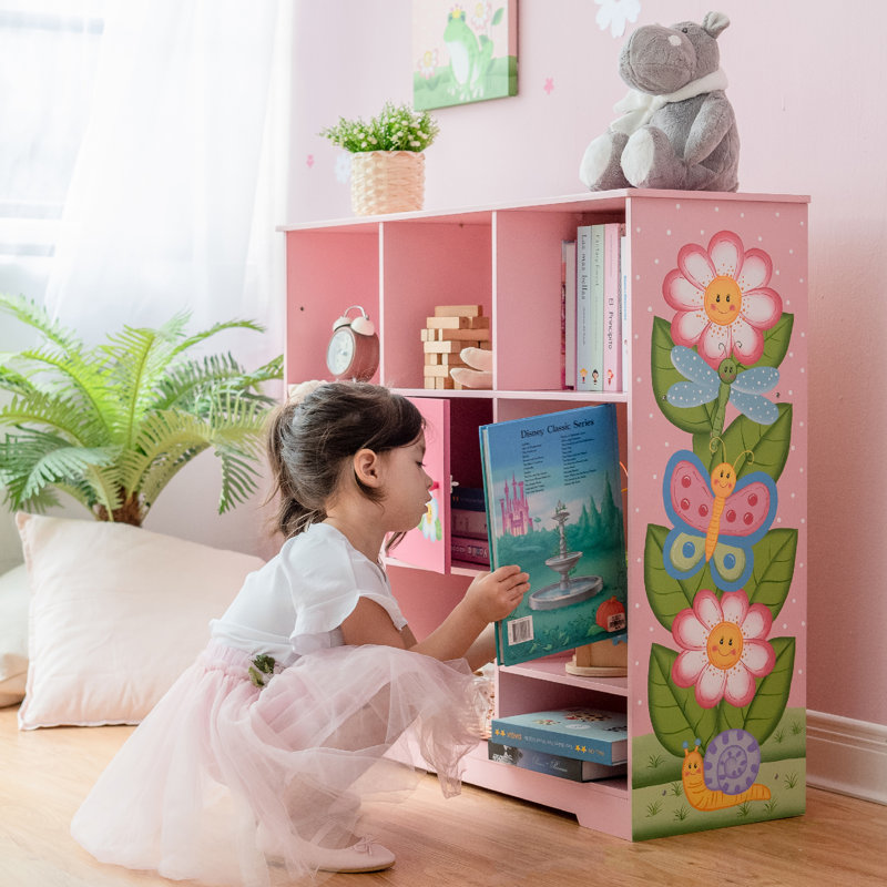 Bright Garden 36" Pink Adjustable Cube Wooden Kids' Bookshelf