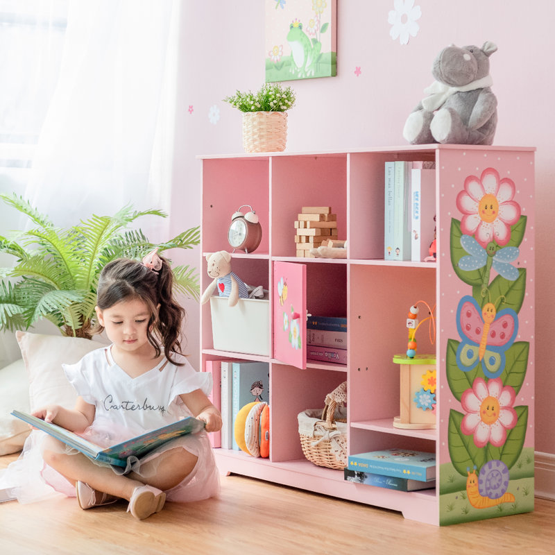 Bright Garden 36" Pink Adjustable Cube Wooden Kids' Bookshelf