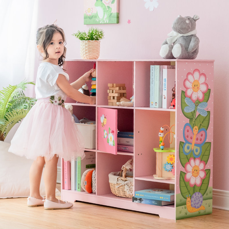 Bright Garden 36" Pink Adjustable Cube Wooden Kids' Bookshelf