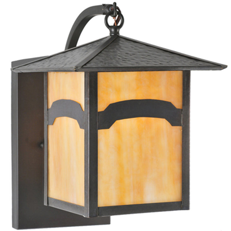 Craftsman Brown and Beige Glass Wall Sconce