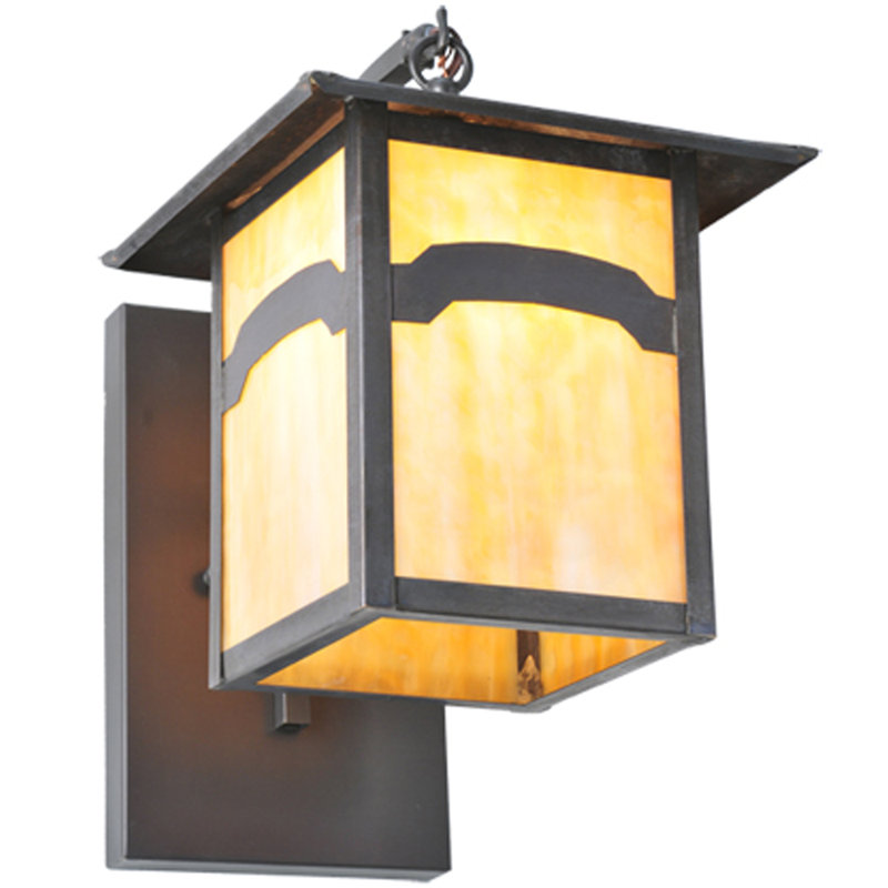 Craftsman Brown and Beige Glass Wall Sconce