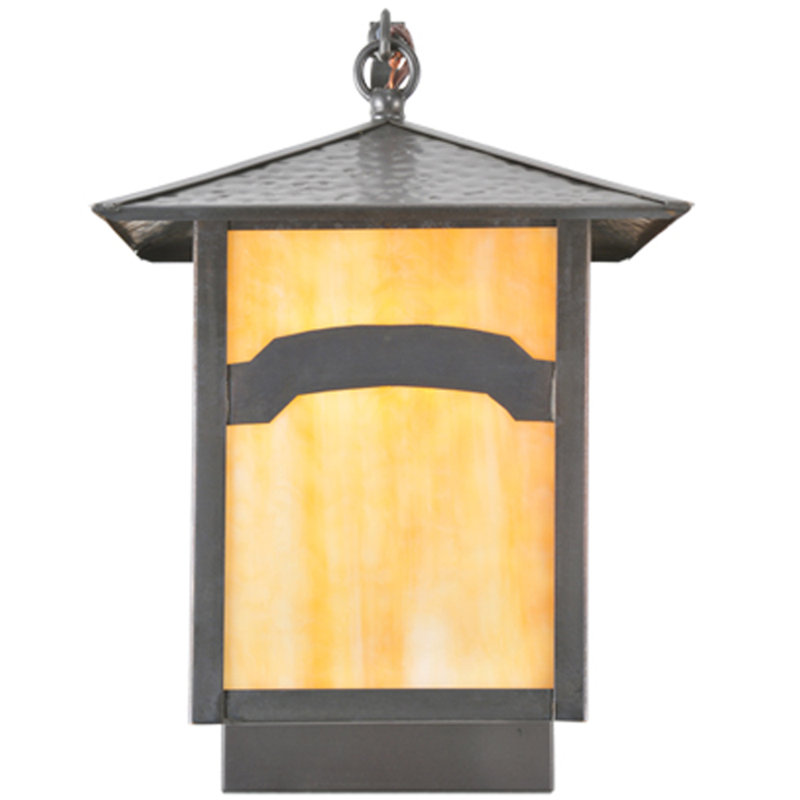Craftsman Brown and Beige Glass Wall Sconce