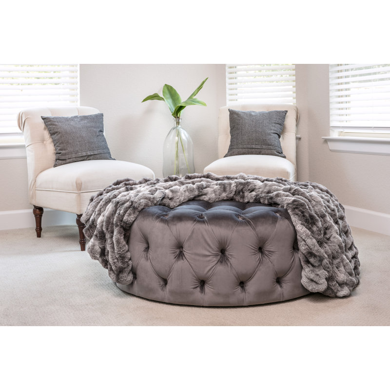 Dark Gray Reversible Faux Fur Full Throw Blanket