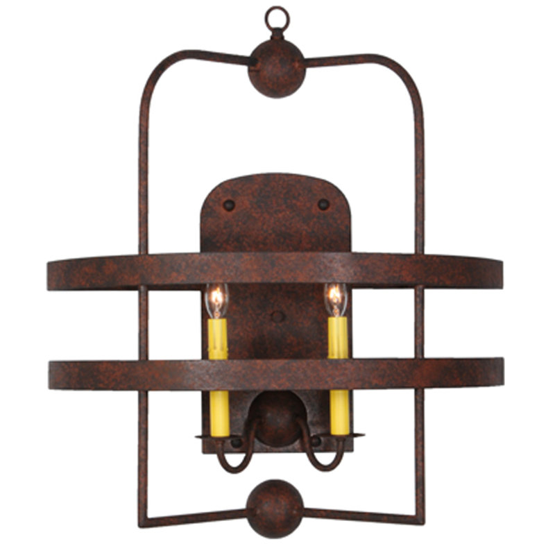 Rusty Nail Finish Industrial 2-Light Candle Sconce