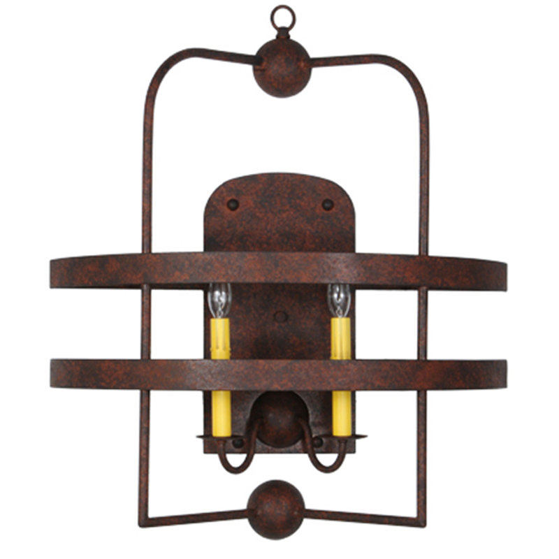 Rusty Nail Finish Industrial 2-Light Candle Sconce