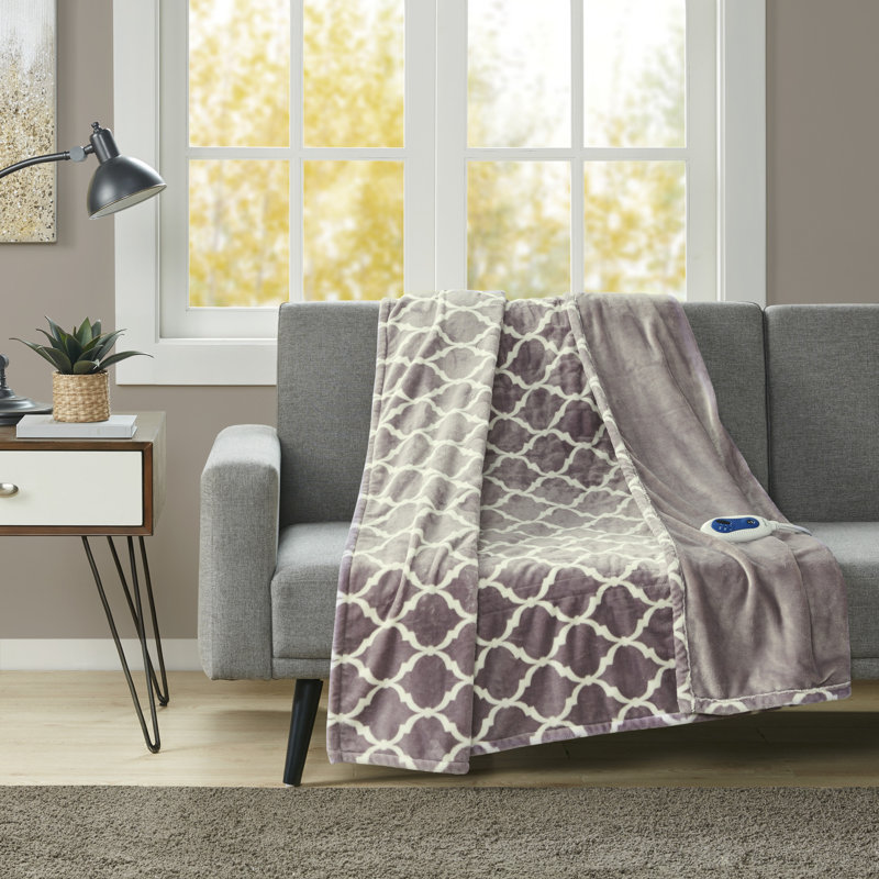 Lavender Electric Heated Ogee Oversized Throw Blanket