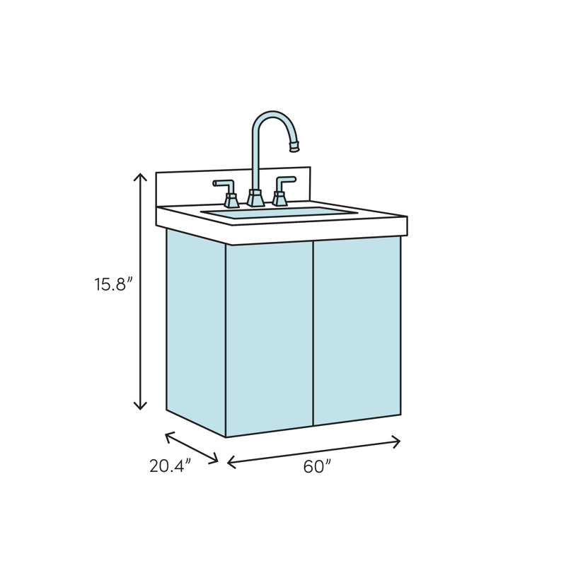 Espresso 60'' Wall-Mount Vanity with Quartz Top and Ceramic Sink