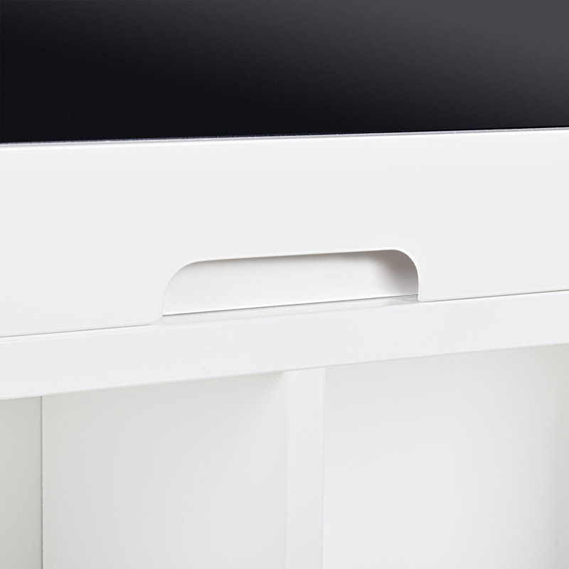 Murphy White Laminated MDF Fold-Down Wall Desk with Chalkboard and Storage