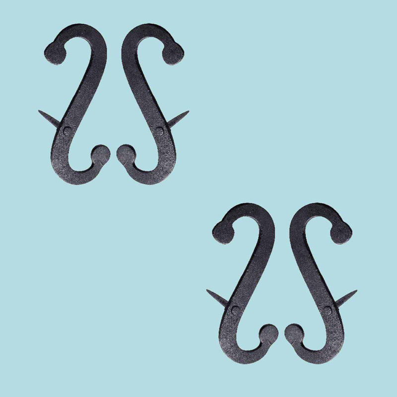 Vintage Black Wrought Iron S-Shaped Shutter Dogs