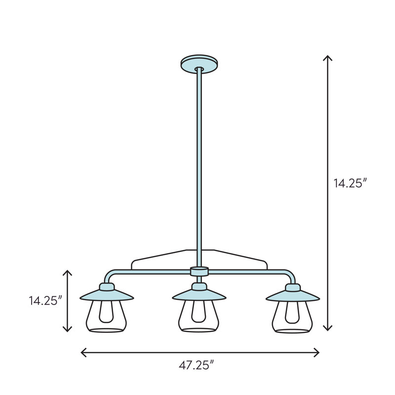 Vega Black and Gold 3-Light Linear Pendant
