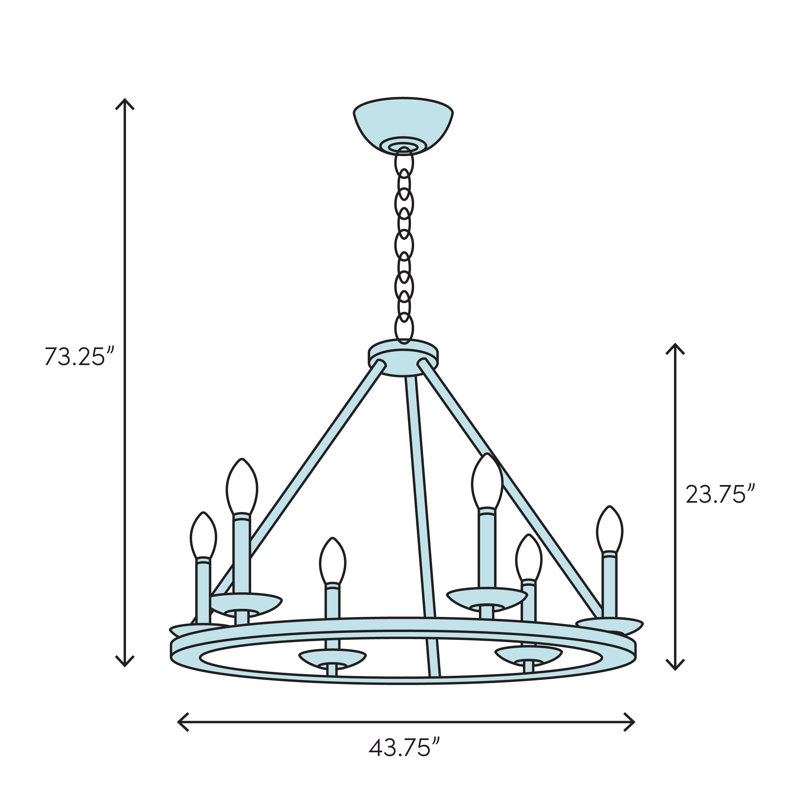 Florence Gold Farmhouse Coastal 8-Light Iron Chandelier